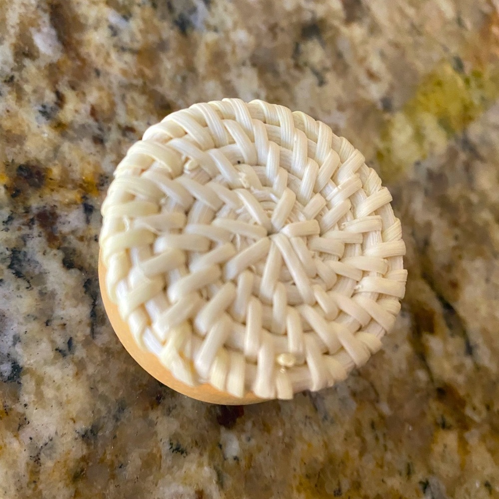 3/$20 Boho (Set of 4) Handmade Ivory Rattan & Wood Knobs